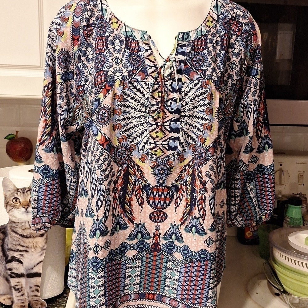 Womens Figueroa & Flower casual 3/4 sleeve regular size top L